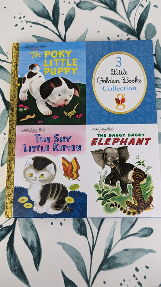 3 Little Golden Books Collection: Poky Puppy, Shy Kitten, Saggy Elephant