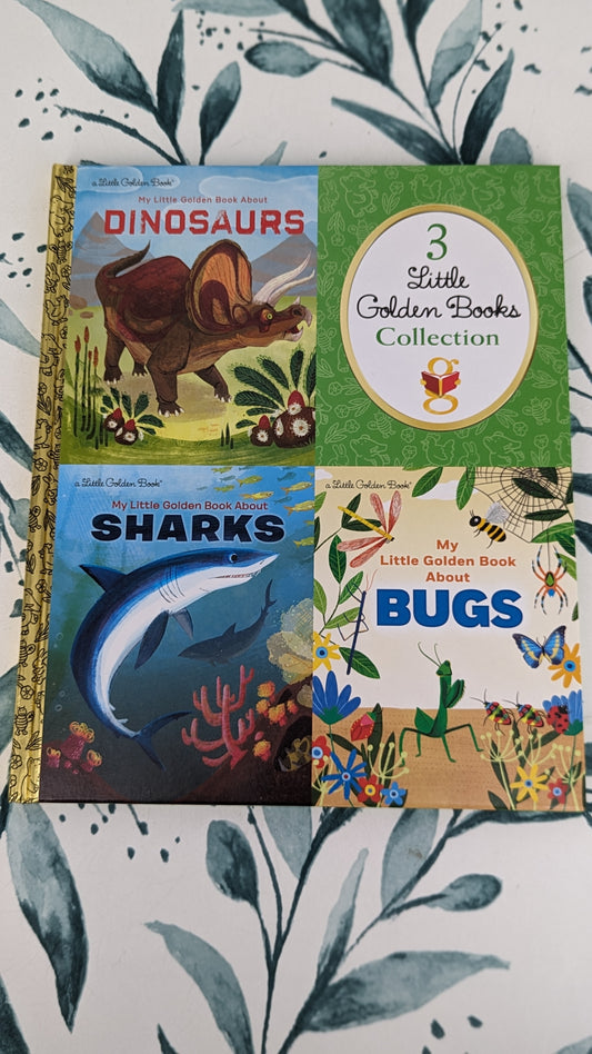 3 Little Golden Books Collection: Dinosaurs, Sharks, & Bugs